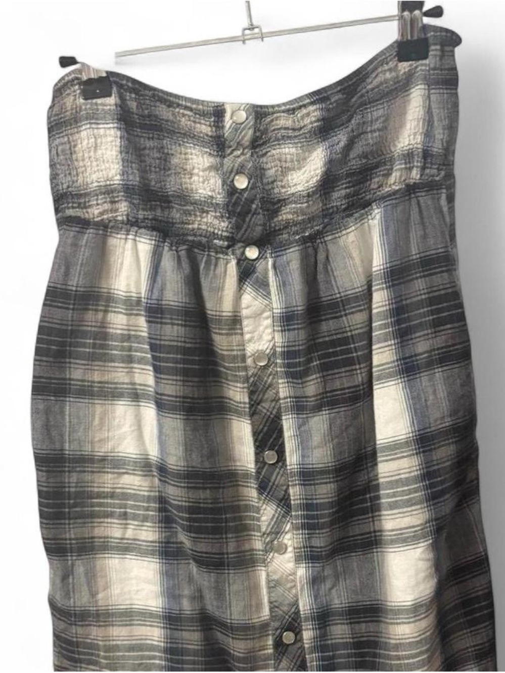 Billabong Black and White Plaid Button-Front Top